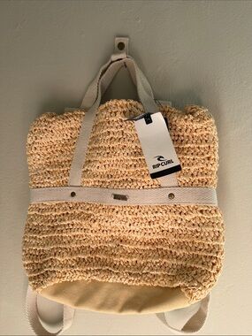 Rip Curl Cream Woven Crochet Backpack